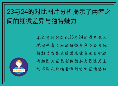 23与24的对比图片分析揭示了两者之间的细微差异与独特魅力